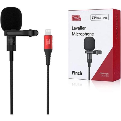 Microphone Cravate Lightning Connecteur Certifié Mfi Compatible Avec Iphone 13/12/11/X/Xs/Xr/Se/8/7/6/5/ Ipad/Ipod Microphone Tie Clip On Pour Youtube/Interview/Podcast/Vidéo (3 M)