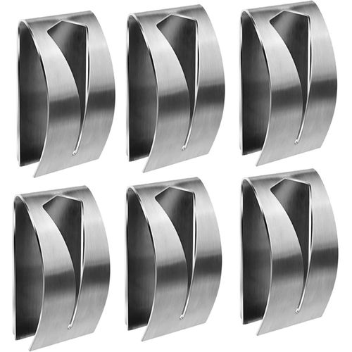 6pcs Attache Torchon Cuisine Adhesif, Porte Torchons Autocollante Sans Perçage, Porte-torchons Mural en Acier Inoxydable, Crochet Serviette Métal pour Cuisine, Bain