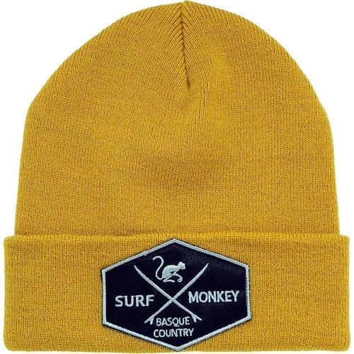 Beanie Bonnet Pour Homme-Surf Monkey Beanie-Taille Unique-Beanie D'hiver-Ski Bonnet-Original Beanie-Patch En Cuir Sur Le Revers-Envoi Gratuit-Surfer Sur Le Pays Basque