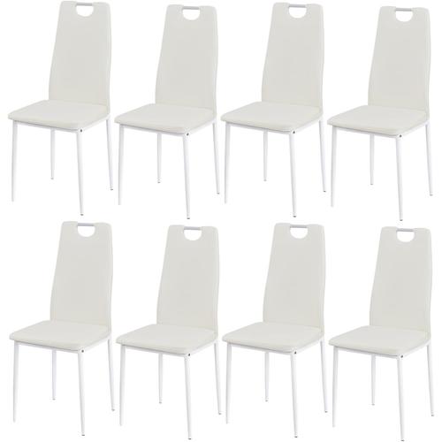 Lot De 8 Chaises De Salle À Manger Rembourrées De Cuisine Modernes Pieds En Métal,Rembourrage Et Dossier,Adaptées Pour Salle À Manger,Salon,Cuisine,Chambre À Coucher,Blanc