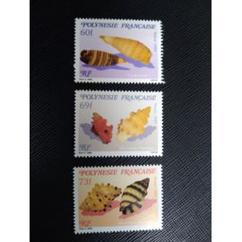 Timbre Polynesie / Francaise Yt 343 A 345 Série : Coquillages 1989 ( 041208 )
