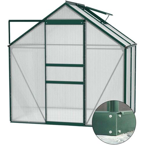 Serre De Jardin En Polycarbonate 6 Mm Et Aluminium Vert Émeraude Avec Embase Venus Longueur De 321 Cm