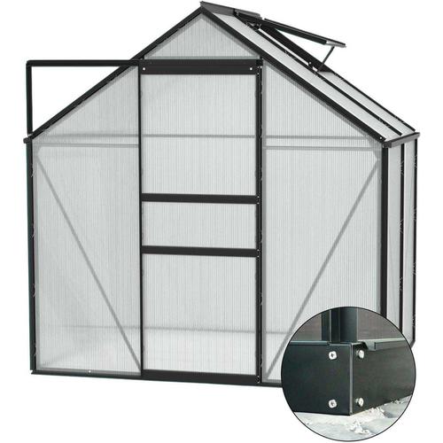 Serre De Jardin En Polycarbonate 6 Mm Et Aluminium Noir Avec Embase Venus Longueur De 131 Cm