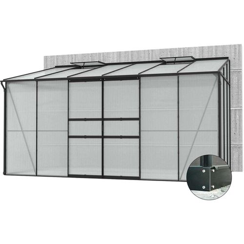 Serre De Jardin En Polycarbonate 6 Mm Et Aluminium Noir Avec Embase Ida 201. X 386.50 X 220.80 Cm