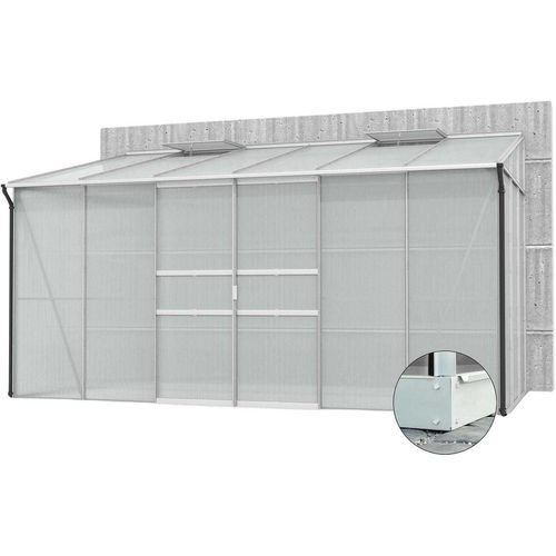 Serre De Jardin En Polycarbonate 4 Mm Et Aluminium Anodisé Avec Embase Ida 201.4 X 386.50 X 220.8 Cm