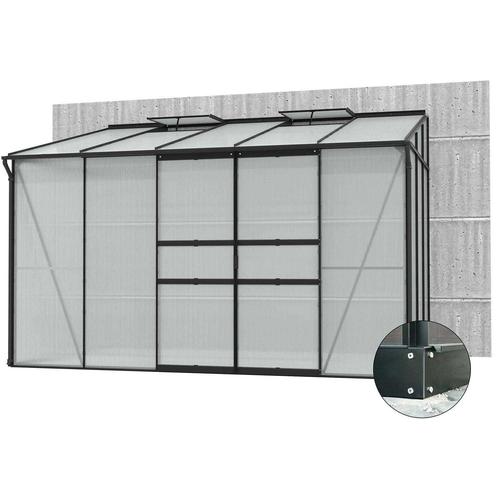 Serre De Jardin En Polycarbonate 4 Mm Et Aluminium Noir Avec Embase Ida 201. X 324.30 X 220.80 Cm