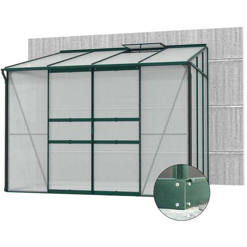 Serre De Jardin En Polycarbonate 6 Mm Et Aluminium Vert Emeraude Avec Embase Ida 201.4 X 262.1 X 220.8 Cm