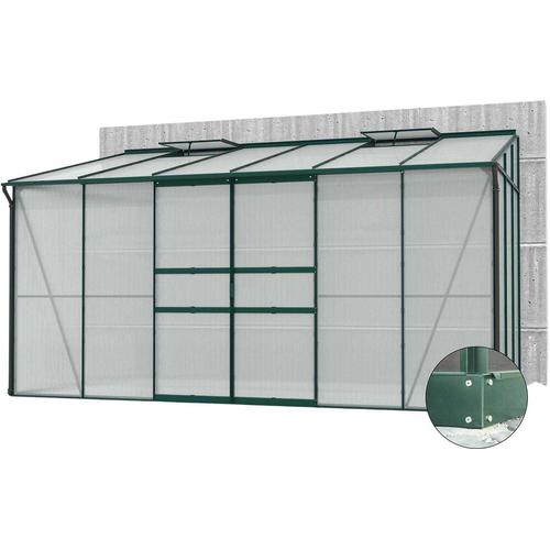 Serre De Jardin En Polycarbonate 6 Mm Et Aluminium Vert Emeraude Avec Embase Ida 201.4 X 386.50 X 220.8 Cm