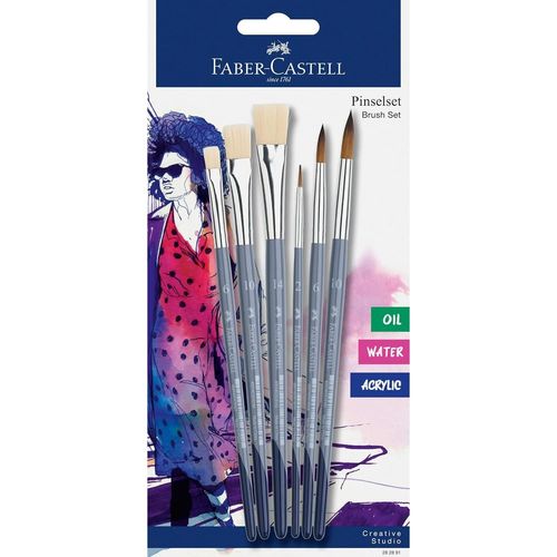 Faber-Castell - Brush Round 3x And Flat 3x On Bc (282891)