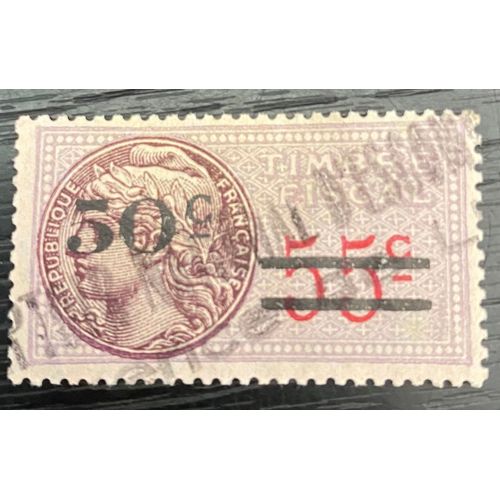 Timbre Fiscal France 50 C Surcharge 55 C