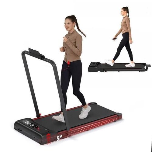 Raoo Min Tapis De Course Electrique, Tapis De Course/Marche 2 En 1, 1-12km/H Avec Télécommande/Ecran Led, Pliable/Inclinaison Manu
