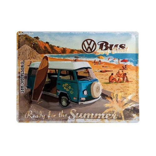Plaque Combi Split Volkswagen Bus Surf Coast Summer Tole Deco Fan Vw Pub