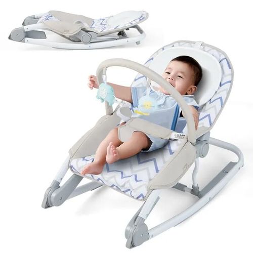 Transat Bébé 2 En 1 Costway-Dossier 3 Positions-Siège Fixe/Bascule En Tissu Amovible Lavable-Arche À Jouets-0 À 6 Mois 9kg-Gris