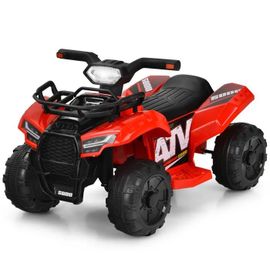 Costway Quad Électrique Enfants Avec 4 Roues Antidérapantes, Musique, Klaxon, Lumière Led, Guidon Lisse, Boîte De Rangement, Rouge