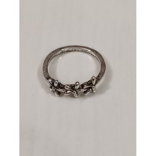 Bague Métal Argenté,3 Fleurs,Taille 14.97