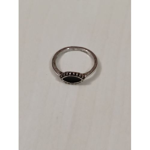Bague Métal Argenté,Oeil Noir,Taille 17