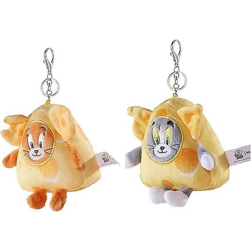 Tom-Cat Avec Jerry-Mouse Peluche Porte-Clés Chat & Souris Fromage Style Charme Porte-Clés En Peluche Animal Jouet Cadeaux Pour Filles Boys4in 2pcs