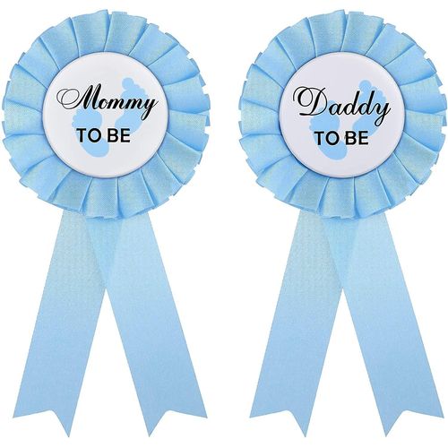 2 Pièces Papa Et Maman Be Fer Blanc Badge Pin Sexe Révéler Bouton Pins Nouveau Papa Maman Cadeaux Pour Fête De Baby Shower Célébration (Bleu)