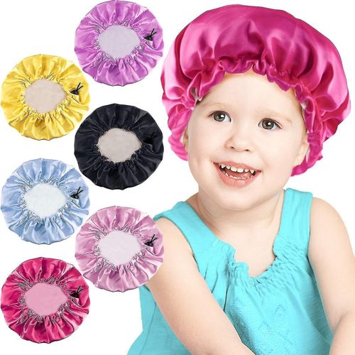 6 Pcs Kids Bonnet Toddler Hair Bonnet Satin Sleeping Bonnet Réglable Bonnet De Couchage Cordon De Serrage Bonnet Pour Enfants Tout-Petits