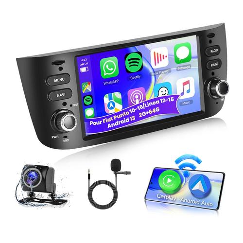 Podofo 2g + 64g 6.2 Pouces Android 13 Autoradio Pour Fiat Punto 2010-2016 Linea 2012-2015 Carplay Sans Fil Android Auto Gps Wifi