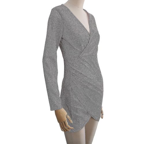 2023 Nouvelle Robe De Soirée V Neck Robe À Paillettes Argentée Pour Femmes Deep V Neck Sequined Mini Robe Maigre