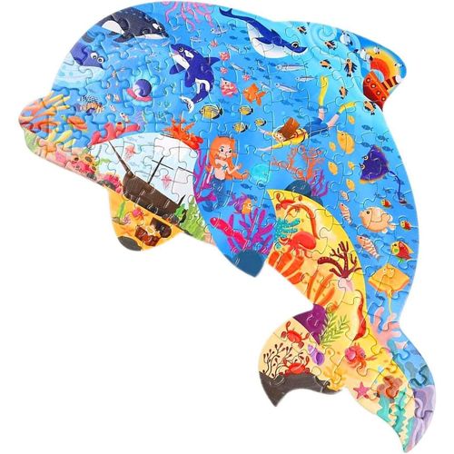 Puzzles Pour Enfants De 4 À 8 À 8 Ans Et Plus 108 Pièces Puzzle En Forme De Dauphin Jouets Éducatifs Cadeau Pour Garçons Fille 4 5 6 8 Anniversaire De Noël (Dolp