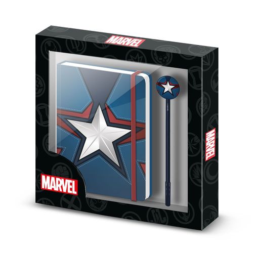 Journal + Stylo Fashion - Marvel Captain America Courage - Bleu - Taille Unique