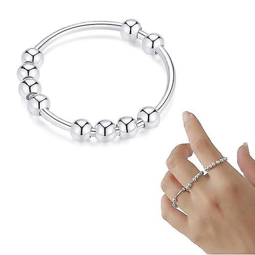 925 Bague Anti Anxiété En Argent Sterling Pour Femmes Hommes Bagues Fidget Pour Anxiété Bague Anxiété Avec Perles Bague Spinner