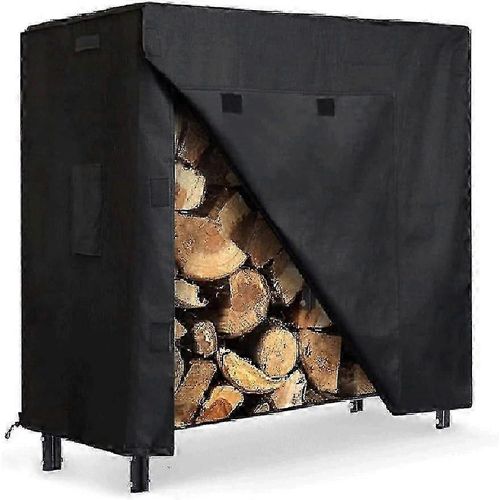 Support À Bois De Chauffage De 4 Pieds Avec Couvercle Combo Set Porte-Bûches Extérieur Étanche, Empileur Robuste De Cheminée Pour Le Stockage De Bûches De Patio Pieu En Bois Tubulaire En Acier