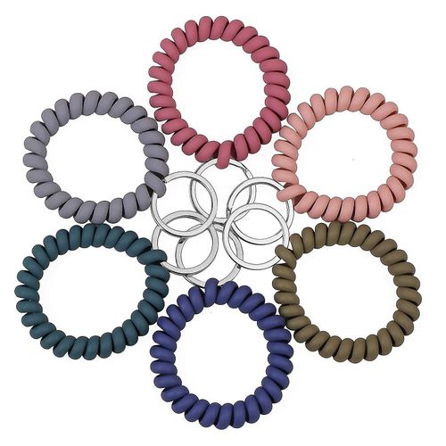 6pcs Elastic Wristband Spiral Wrist Coil Ring Bracelet Pour Sauna, Extérieur, Sports