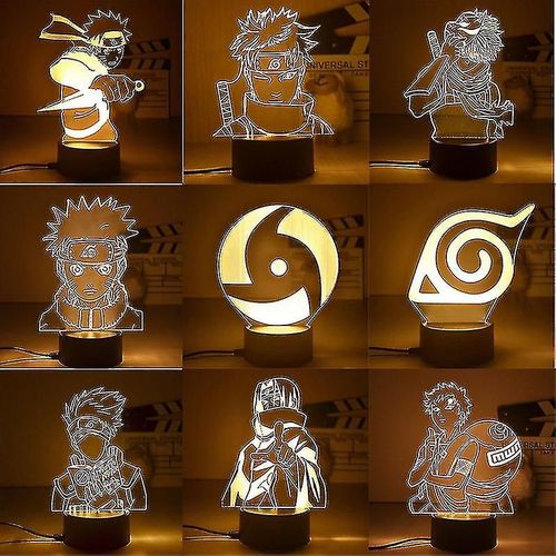 Anime Naruto Uzumaki 3d Led Night Light Kakashi Lampe De Table Jouets Hatake Figures Led Light Room Décoration Enfants Noël Jouet Cadeau