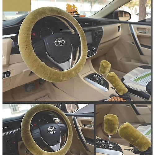 Couvre-Volant, Couvercle De Volant De Voiture Universel Peluche Vert Télescopique