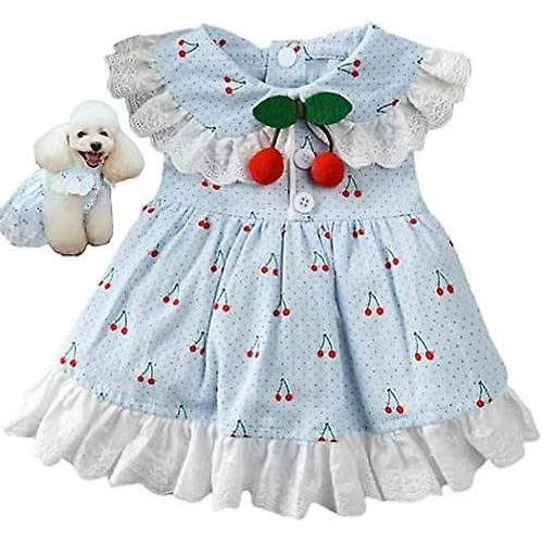 Yoitea Robe De Chien Coton Cerise: Mignon Chiot Princesse Robe Chien Party Vêtements Puppy Summer Csotume Mode Corgi Outfit Vêtements Vêtements