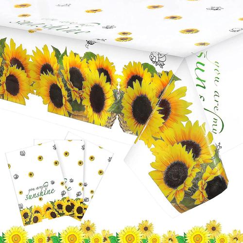 Housse De Table Tournesol Nappe Tournesol Nappe En Plastique Imprimée Jetable Nappe Fête Anniversaire Nappe 43 X 71 Pouces Tournesol Thème Anniversaire Pa