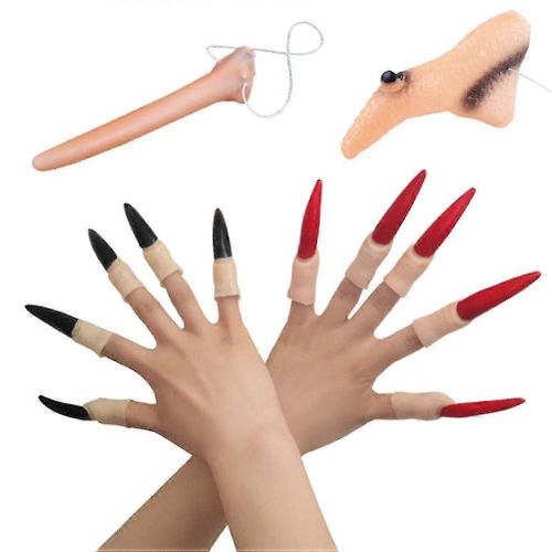 22pcs Halloween Witch Costume Accessoires Costume De Sorcière Nez Long Nez Avec Vampire Nails Sorcière Nails Cosplay Party Accessoires