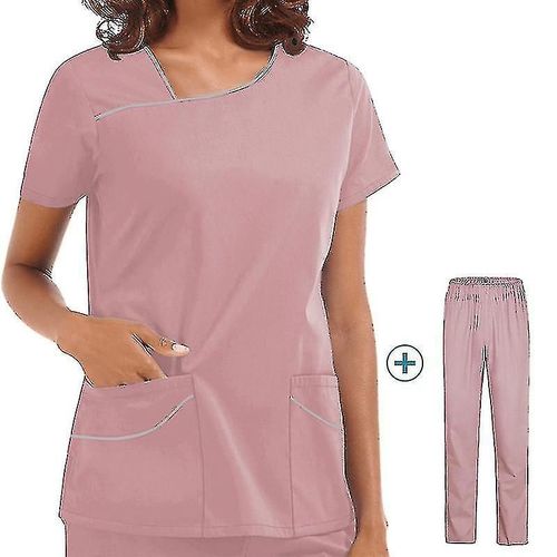 Femmes Hôpital Vêtements De Travail Uniformes Docteur Infirmière Blouse Manches Courtes Tops Pantalons Costume