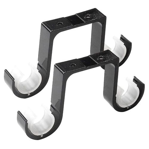 2pcs Double Rideau Rod Supports De Plafond Support Supporte Alliage d¿Aluminium Noir