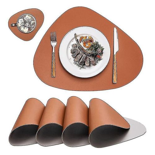Sets De Table Et Sous-Verres 4 Sets, Sets De Table, Marron + Gris