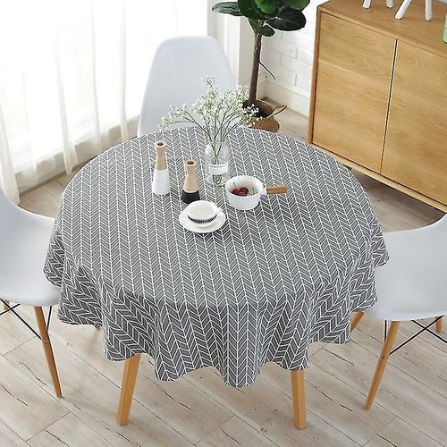Nappe De Style Nordique, Table Ronde Et Nappe Ronde, Nappe En Coton Et En Lin Anti-Poussière, Décoration De Dîner De Noël