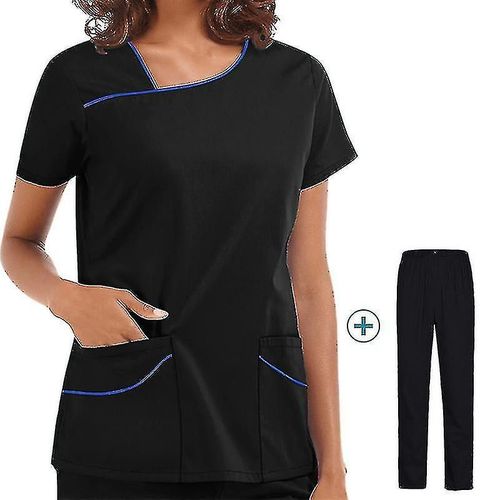 Femmes Hôpital Vêtements De Travail Uniformes Docteur Infirmière Blouse Manches Courtes Tops Pantalons Costume