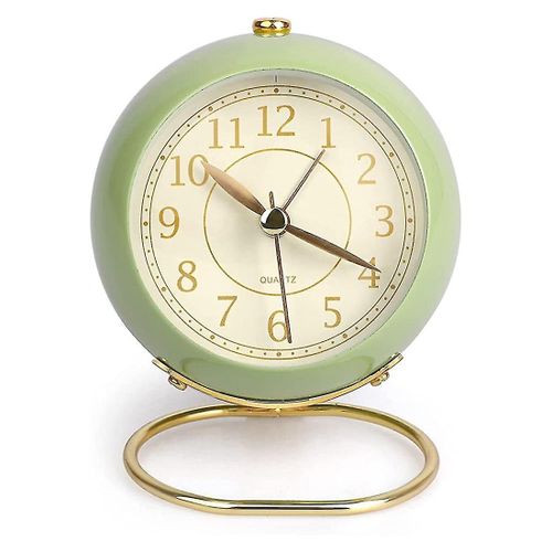 Réveil silencieux Chevet Petit Horloge de table Non tic-tac Analogique Rétro Réveil avec cul de lumière