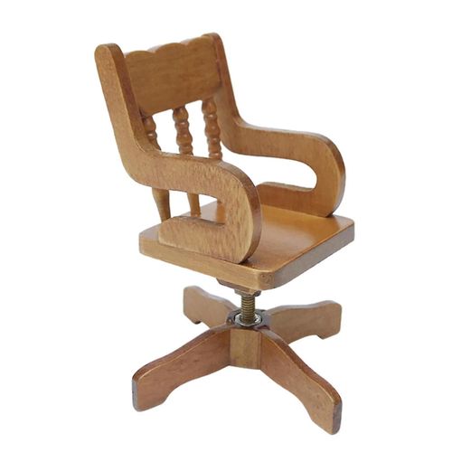 Maison De Poupée Chaise De Bureau Pivotante En Bois