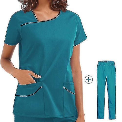 Femmes Hôpital Vêtements De Travail Uniformes Docteur Infirmière Blouse Manches Courtes Tops Pantalons Costume