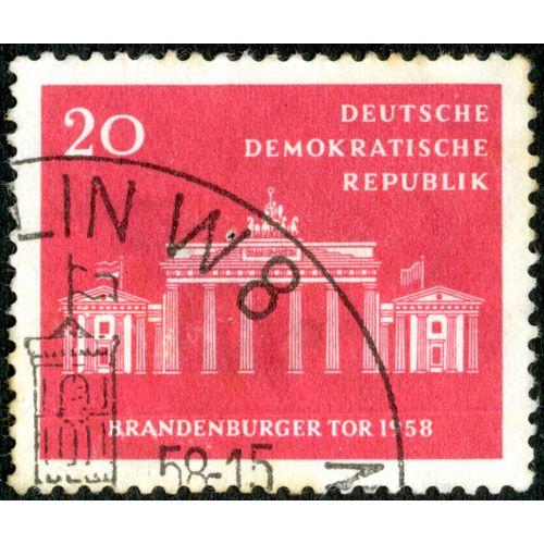 Timbre Oblitéré Deutsche Demokratische Republik, Brandenburger Tor 1958, 20