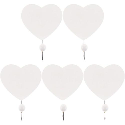 5 Pcs Brancher Cintre Pour Armoire Crochets Mural Décoratifs Porte-Peignoir Crochets Coeur Mural Simple Cintre En Bois Éponge Blanc Artisanat