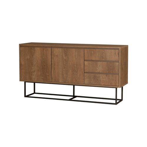 Console Effet Bois Beige, Noir 140x36 H72 Cm