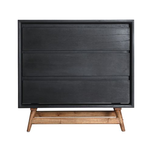 Commode En Bois De Mindi Noir En 90x40x86 Cm