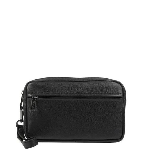BEMON Pochette en cuir grainé pour homme Enzo, porté main, 15 x 23 x 4 cm
