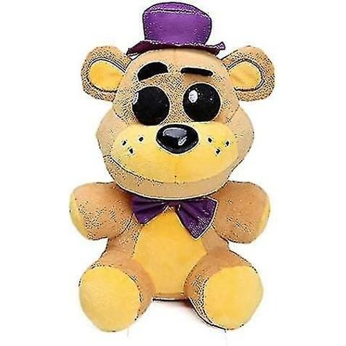 10 Pouces Mignon Nuit Peluche - Chapeau Violet Or Freddy Peluche Jouets - Adorable Ours Flétri Peluche Fredbear Garçons