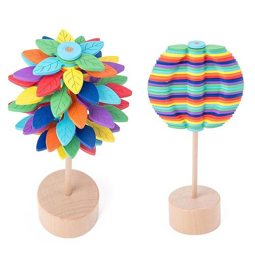Spirale En Bois Lollipop Stress Relief Toy Spinning Magic Wand Décompression Enfants Jouet